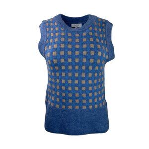 B. Young Blue and Beige Checker Sweater Vest